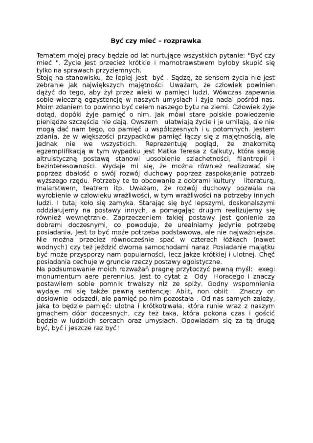 Mieć czy być rozprawka: literackie przykłady konfliktu wartości Mieć czy być rozprawka: literackie przykłady konfliktu wartości